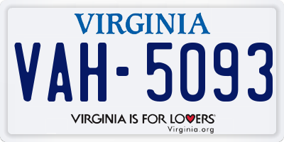 VA license plate VAH5093