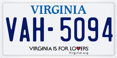 VA license plate VAH5094