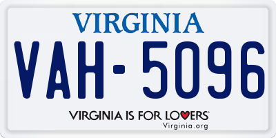 VA license plate VAH5096