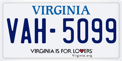 VA license plate VAH5099