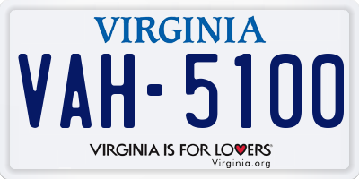 VA license plate VAH5100