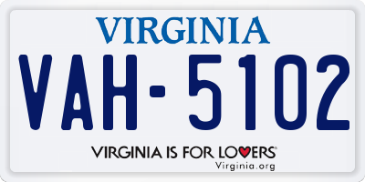VA license plate VAH5102