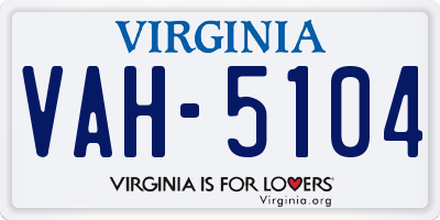 VA license plate VAH5104