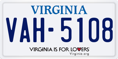 VA license plate VAH5108