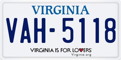 VA license plate VAH5118