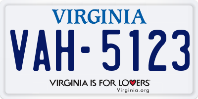 VA license plate VAH5123