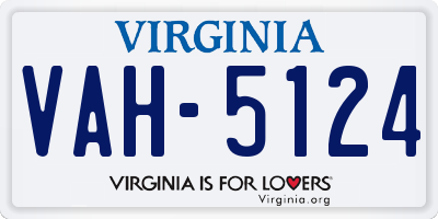 VA license plate VAH5124