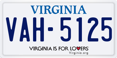 VA license plate VAH5125