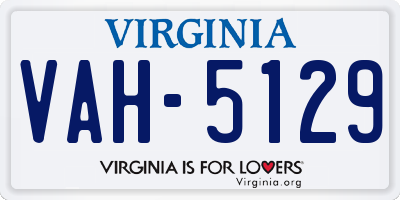 VA license plate VAH5129