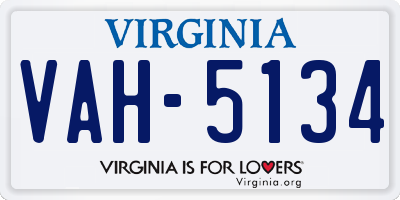 VA license plate VAH5134
