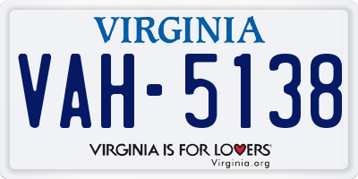 VA license plate VAH5138
