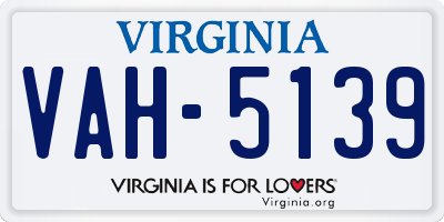 VA license plate VAH5139