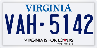 VA license plate VAH5142