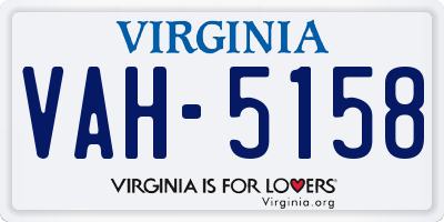 VA license plate VAH5158