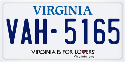 VA license plate VAH5165