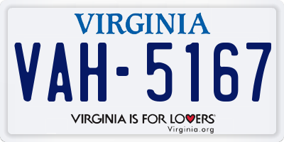 VA license plate VAH5167