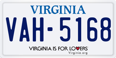 VA license plate VAH5168
