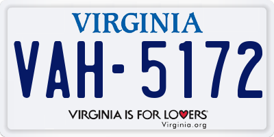VA license plate VAH5172