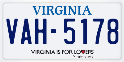 VA license plate VAH5178
