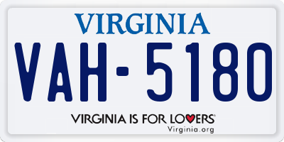VA license plate VAH5180