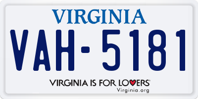 VA license plate VAH5181