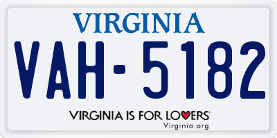 VA license plate VAH5182
