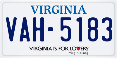 VA license plate VAH5183