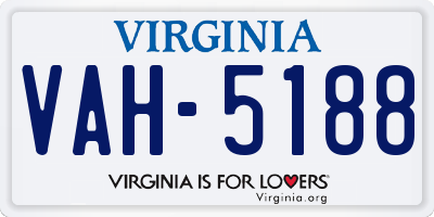 VA license plate VAH5188
