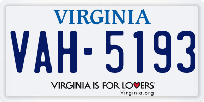 VA license plate VAH5193