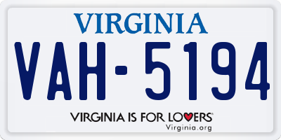 VA license plate VAH5194