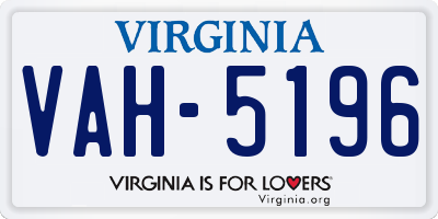 VA license plate VAH5196