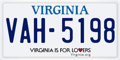 VA license plate VAH5198