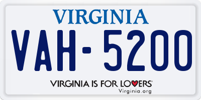 VA license plate VAH5200