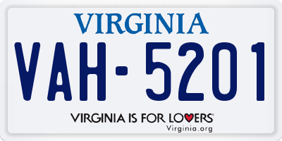 VA license plate VAH5201