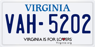 VA license plate VAH5202
