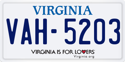 VA license plate VAH5203
