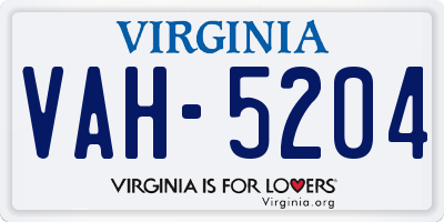 VA license plate VAH5204