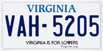 VA license plate VAH5205