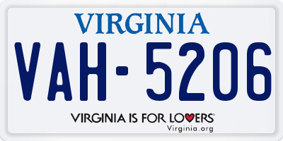 VA license plate VAH5206