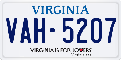 VA license plate VAH5207