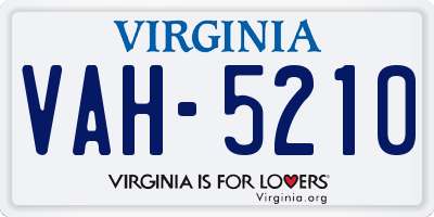 VA license plate VAH5210