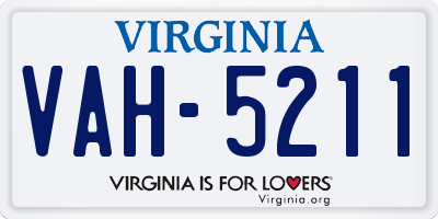 VA license plate VAH5211
