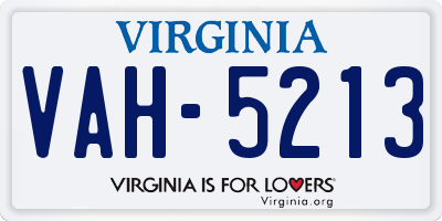 VA license plate VAH5213