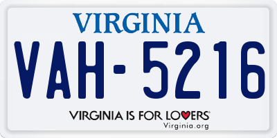 VA license plate VAH5216