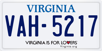 VA license plate VAH5217