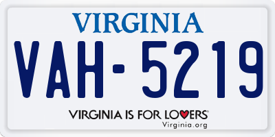 VA license plate VAH5219