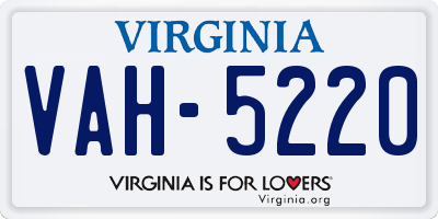 VA license plate VAH5220