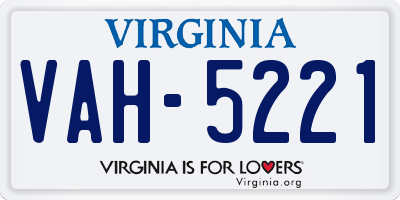 VA license plate VAH5221