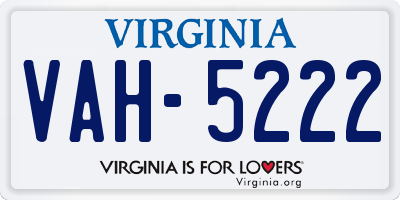 VA license plate VAH5222