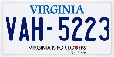 VA license plate VAH5223